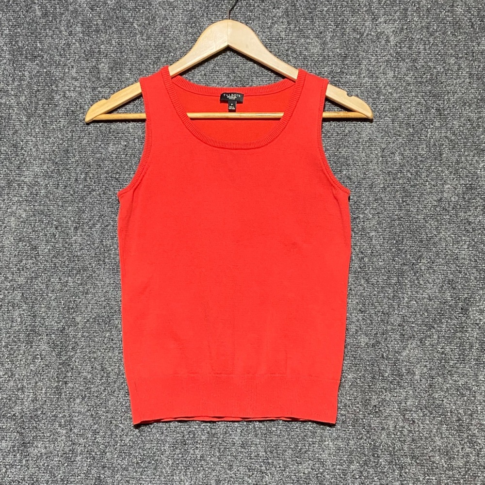 Talbots Petites Red Sleeveless Scoop‎ Neck Cotton Blend Shell Sweater Size P/0P